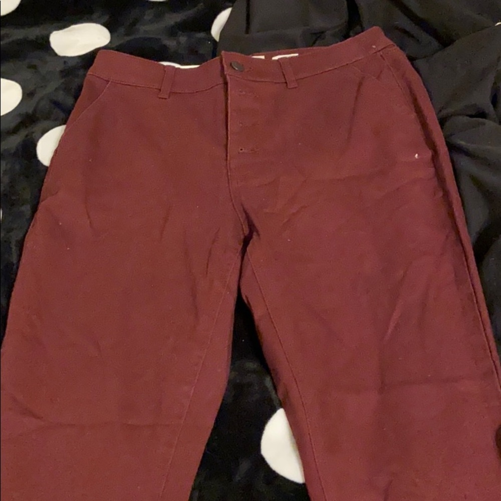 high rise skinny marroon jeans